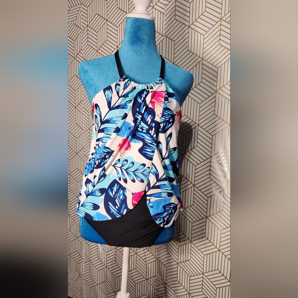 Womens one piece black and floral bathing suit (Various sizes)